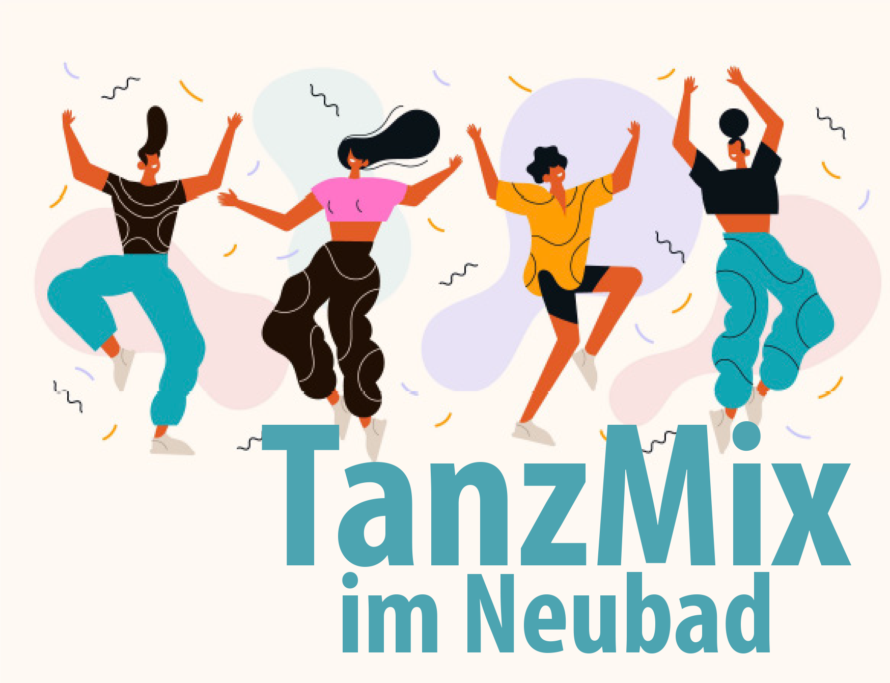 illustration von tanzenden Menschen im Neubad