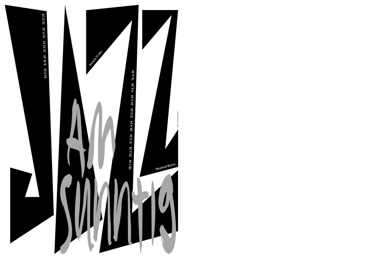 Typografie in schwarz-weiss. Der Schriftzug Jazz am Sunntig.