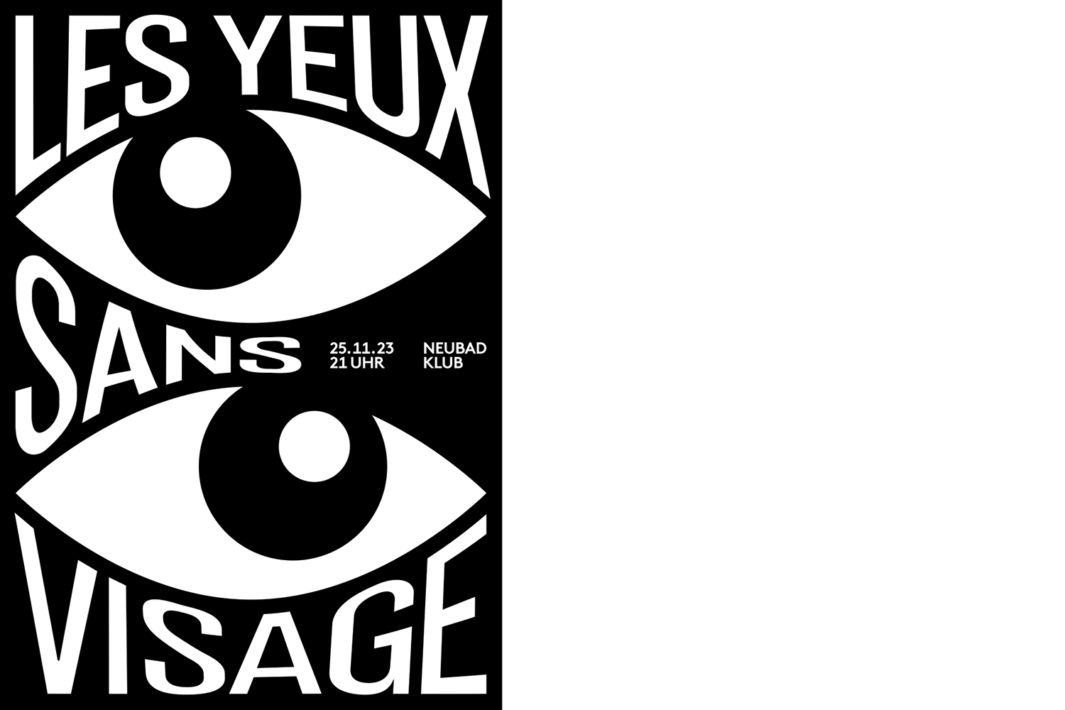 Zwei Augen mit Text in schwarz-weiss