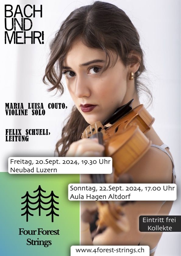 Eine Geigerin im Portrait. Sie hält eine Geige und schaut in die Kamera. SIe hat braune Haare und braune Augen.