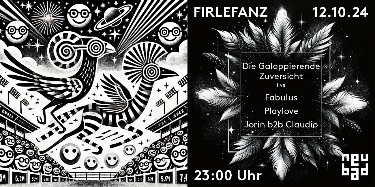 schwarz/weiss Bild mit illustrierten Vögel