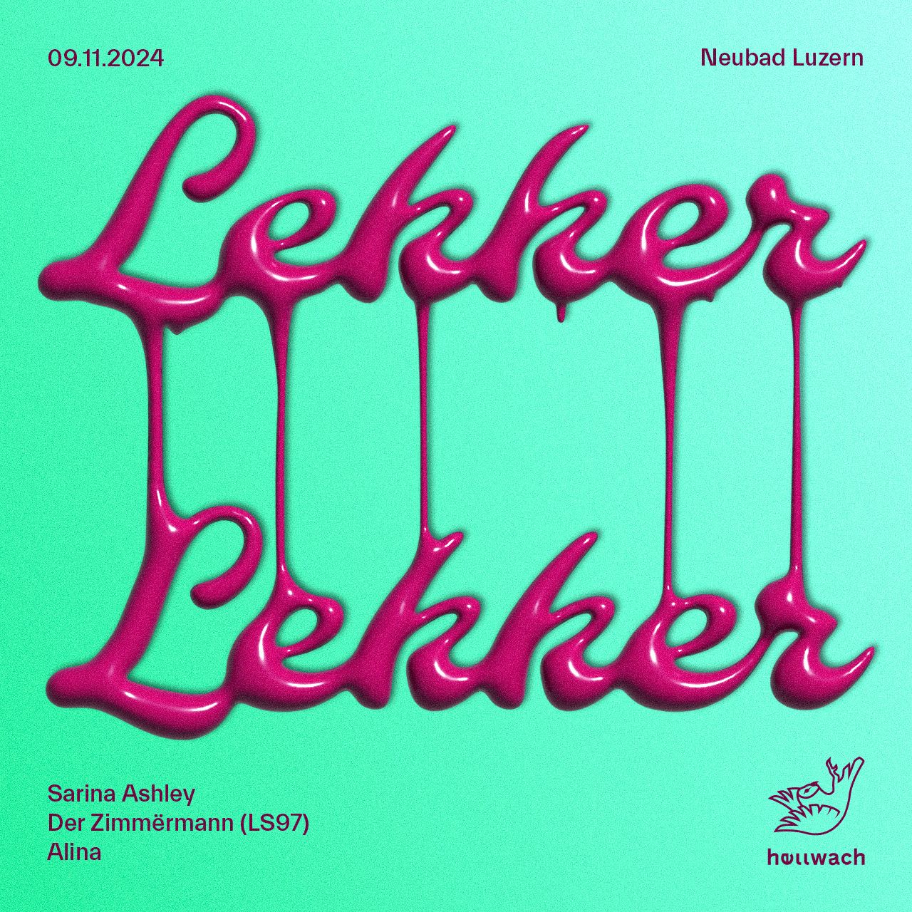 Grüner Hintergrund mit Pinker Schrift 