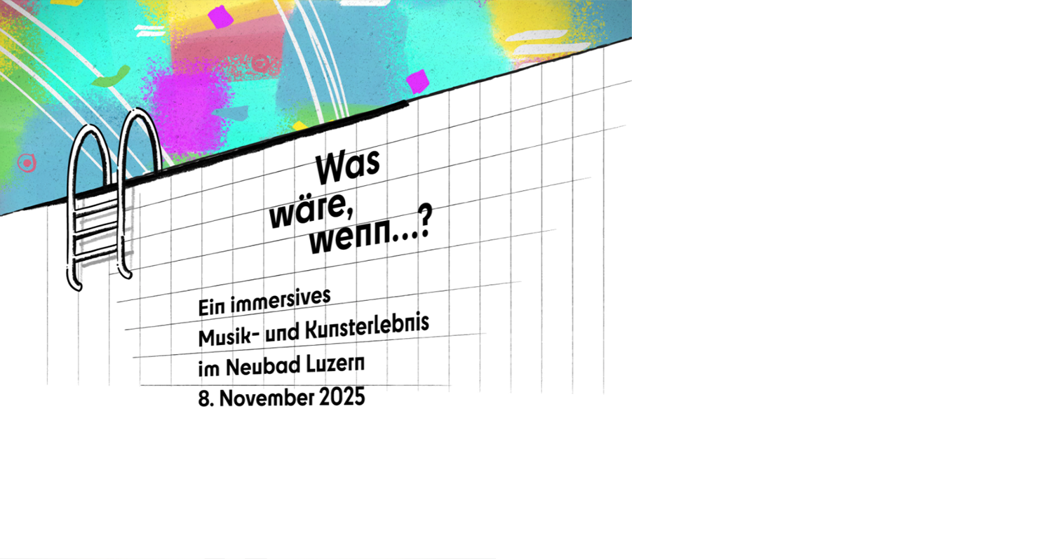 Illustration mit Pool und buntem Hintergrund