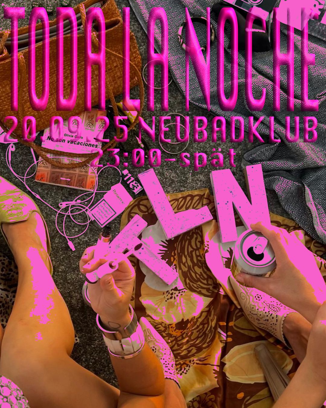 Pinke Schrift mit einem Bild im Hintergrund