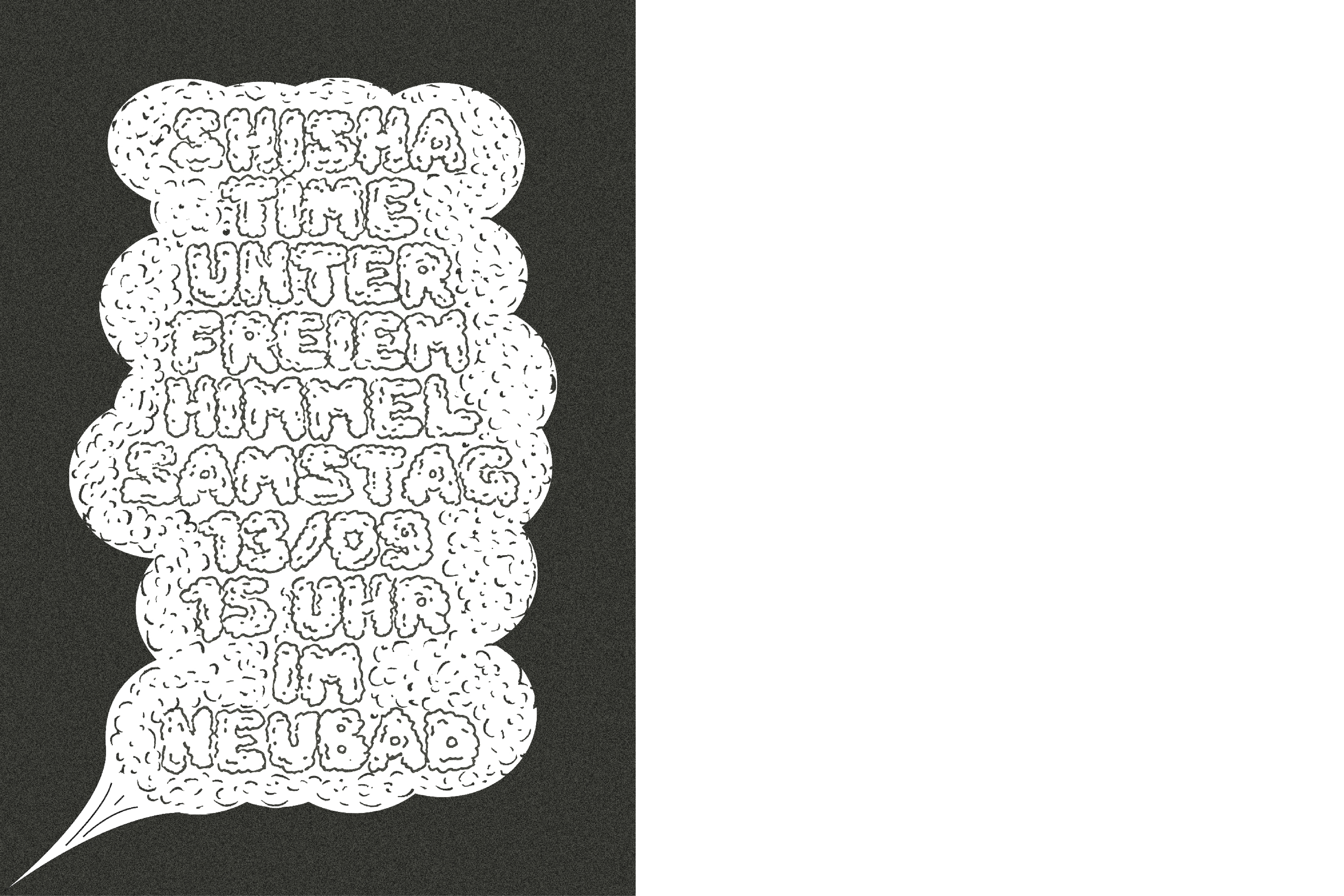 Eine Rauchwolke beinhaltet den Titel der Veranstaltung. 