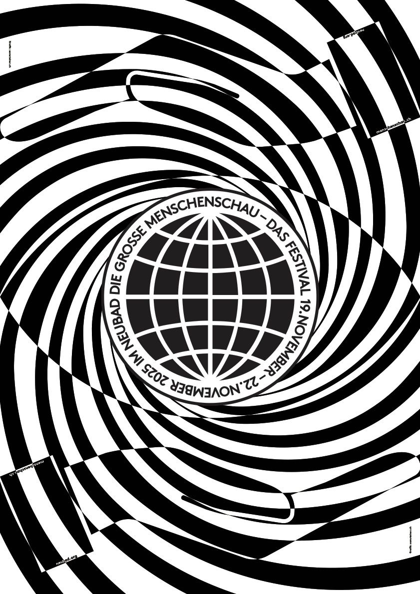 Eine Grafik in schwarz-weiss. In der Mitte der Grafik ist ein abstrakter Globus, der von abstrakten Händen umfasst wird. 