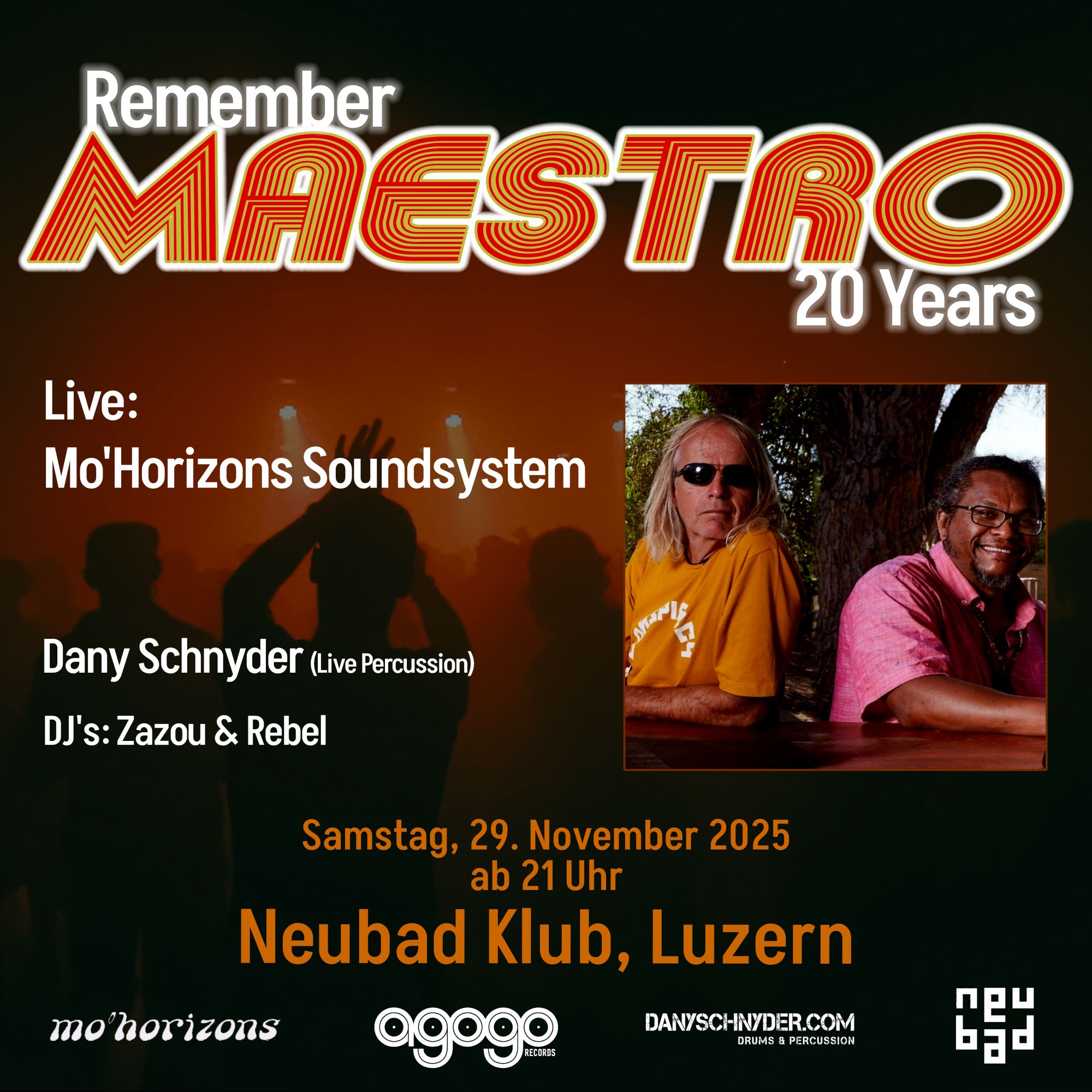 Schwarzer Hintergrund mit Menschen die am Feiern sind 