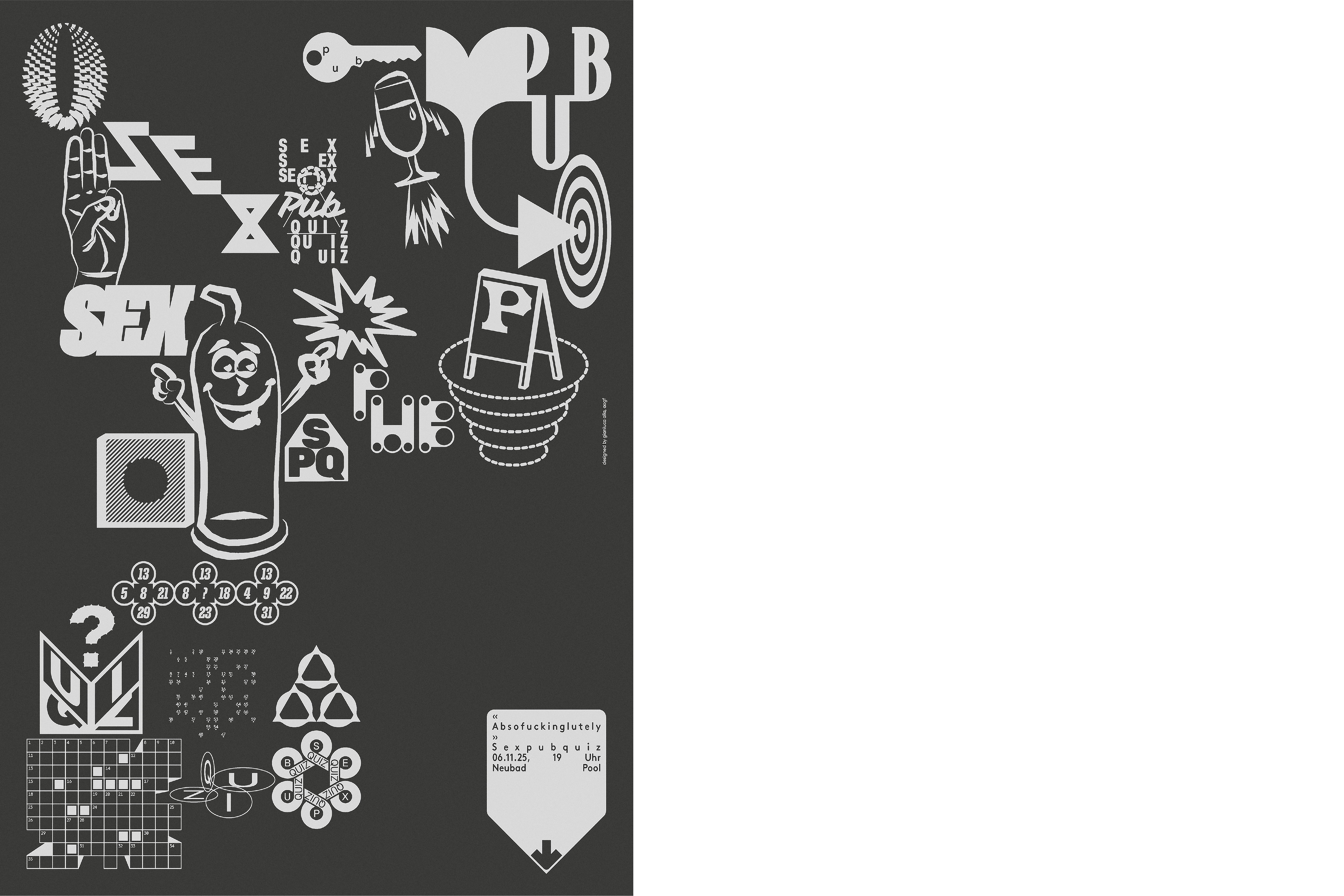 Ein dunkles Bild mit vielen verschiedenen Gegenständen und Dingen wils verteilt.