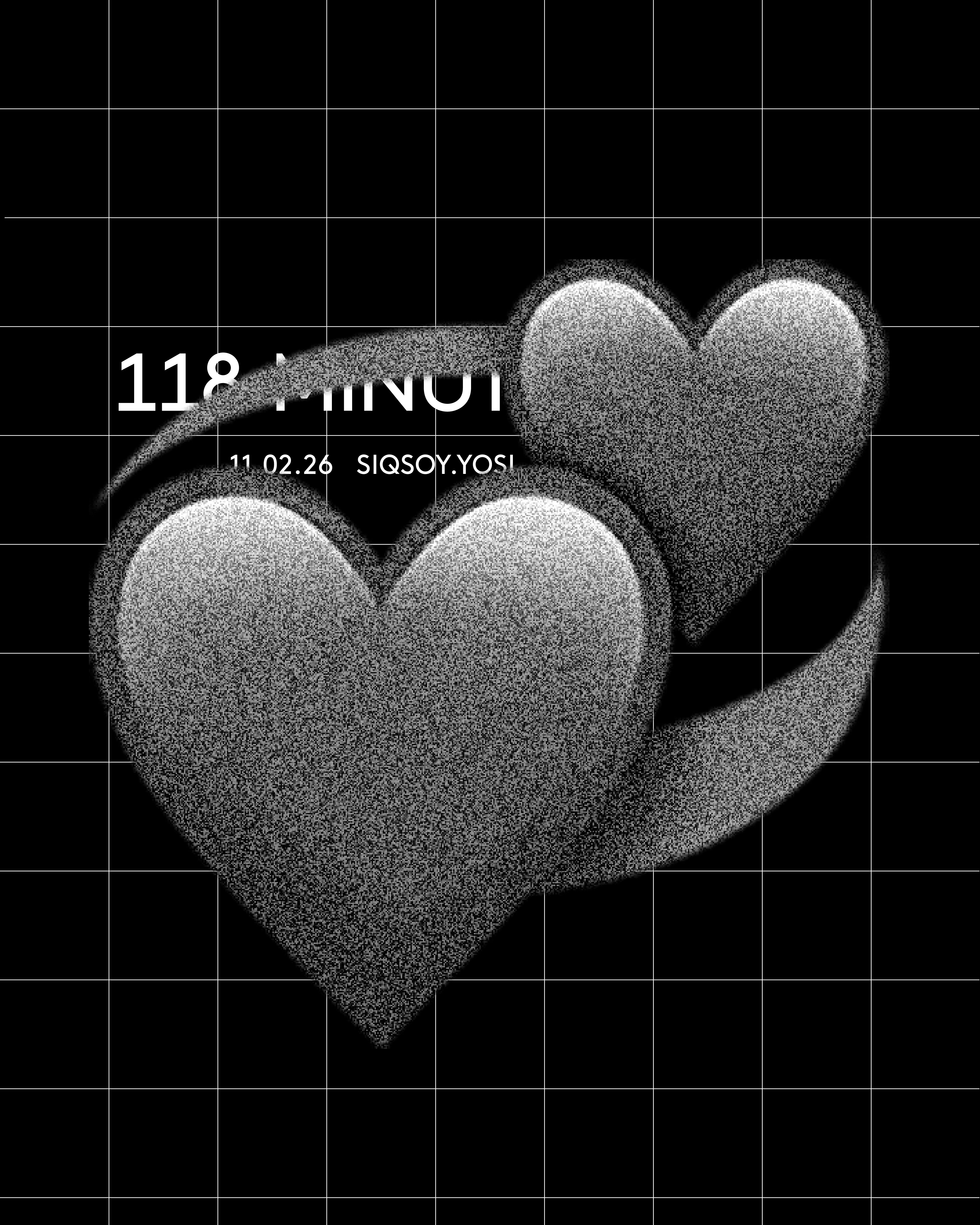 Zwei grosse Herzen, hinter denen der Schriftzug "118 Minuten" verschwindet