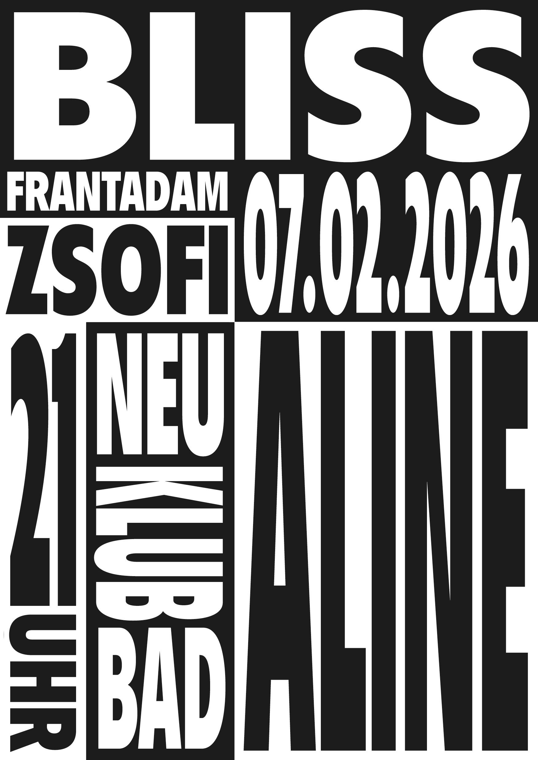 Grosse, schwarz-weisse Schriftblöcke, die sich ineinander schieben