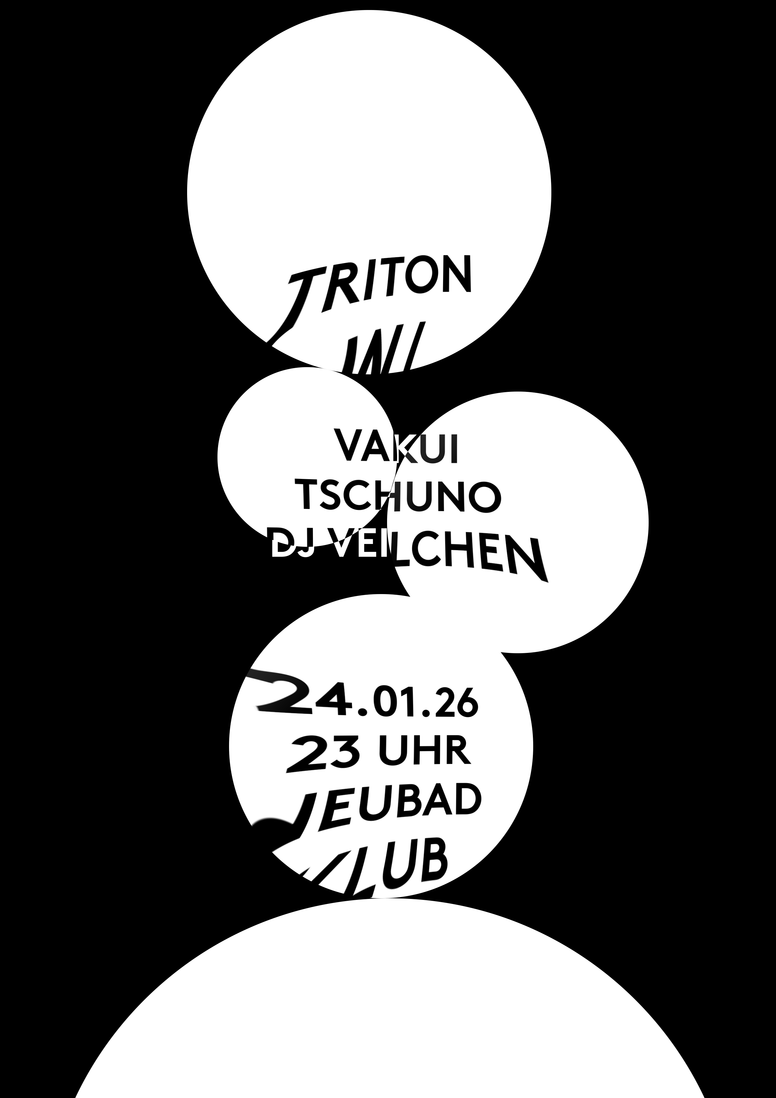 Mittiger weisser Text auf schwarzem Grund. Über den Text laufen grosse weisse Wasserblasen