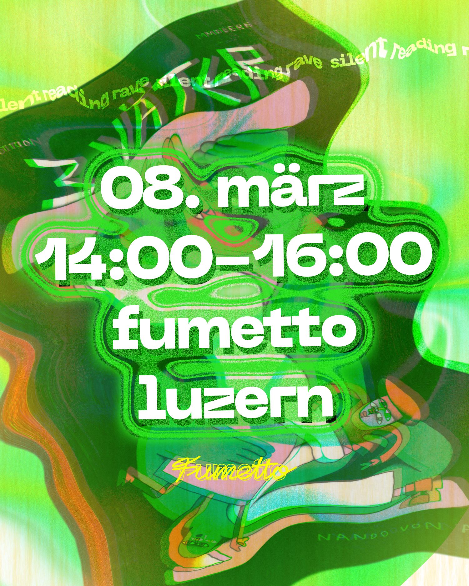 Werbeflyer mit grünem Hintergrund und weisser Schrift