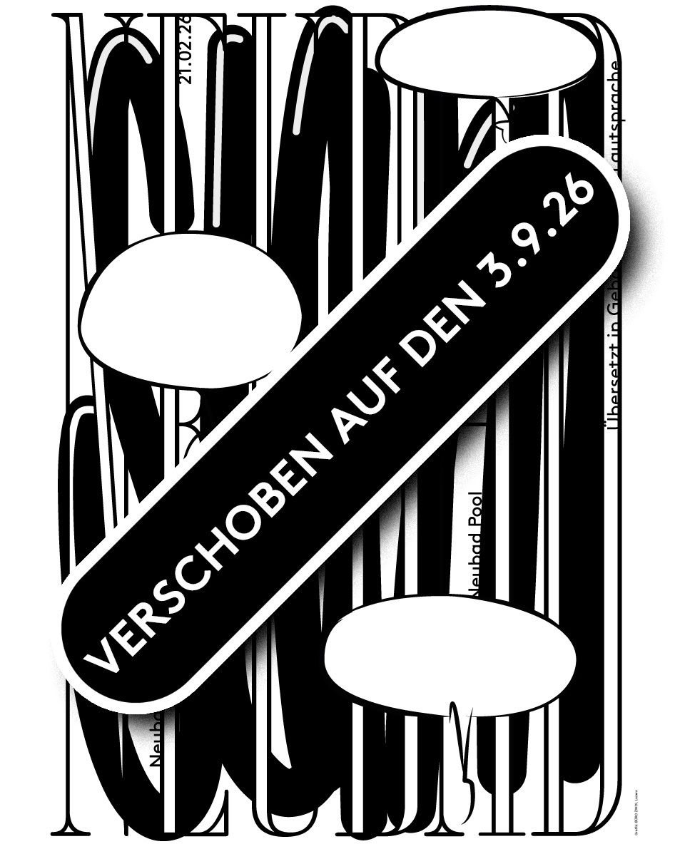 Das Slamplakat mit der Aufschrift "verschoben auf den 3.9.26