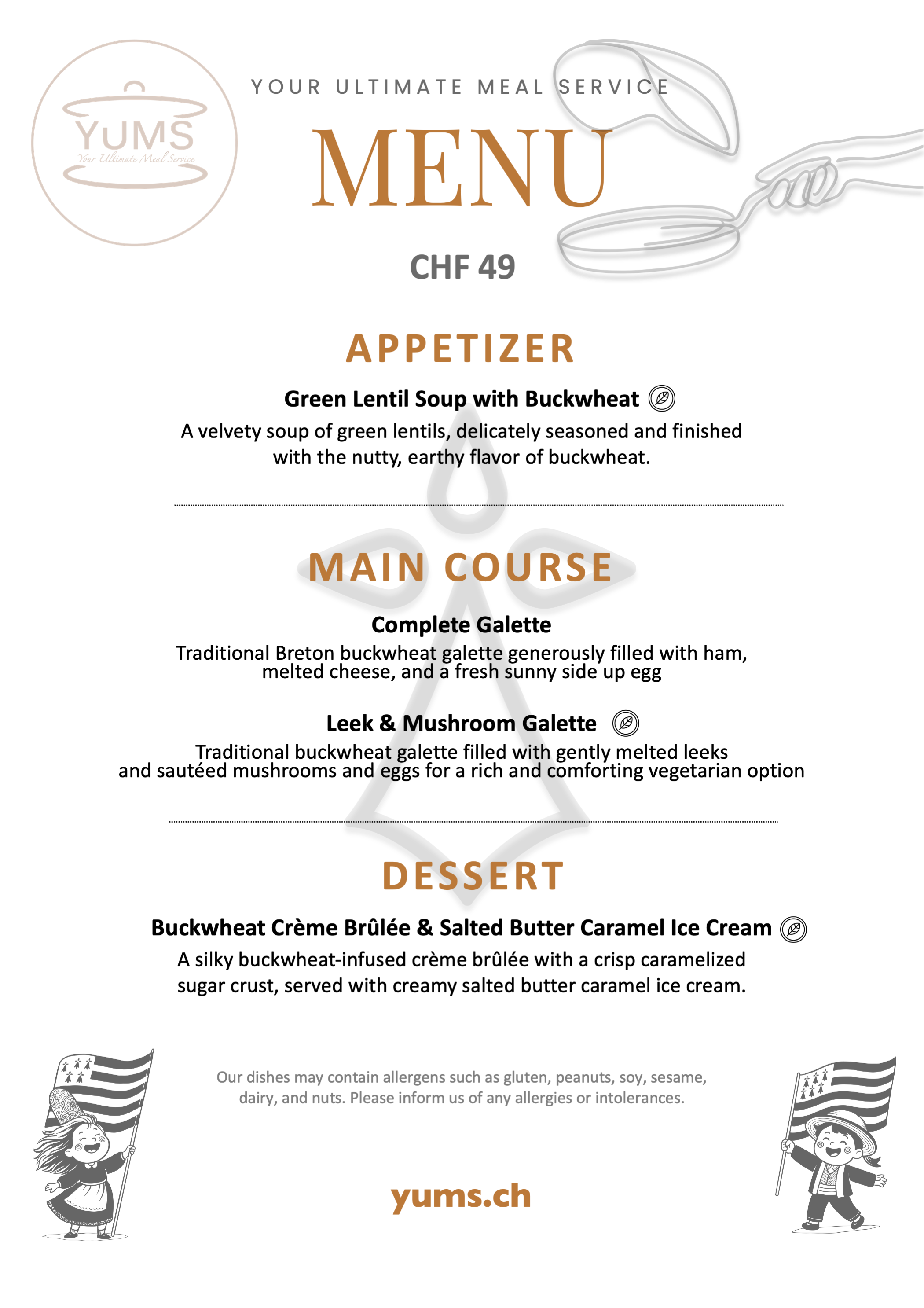 menü YUMS