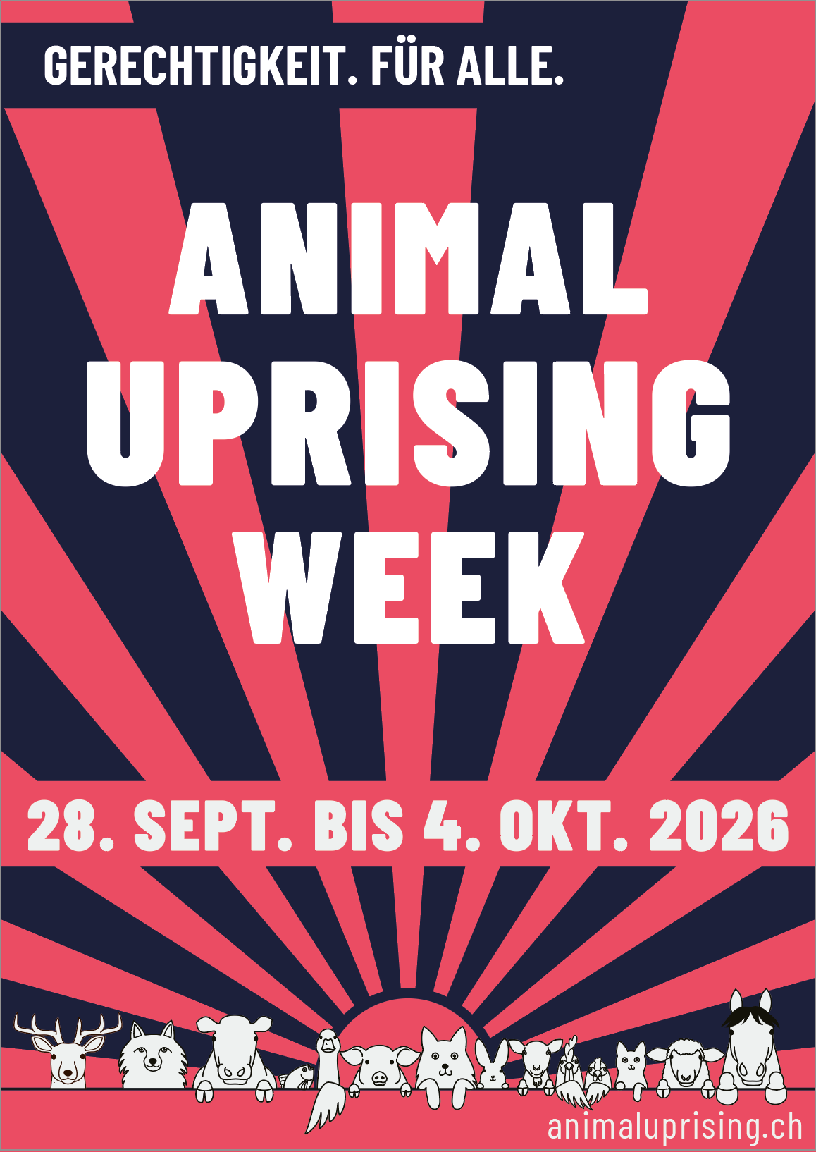 Rot Schwarzer Flyer. Weisser Schriftzug: ANIMAL UPRISING WEEK